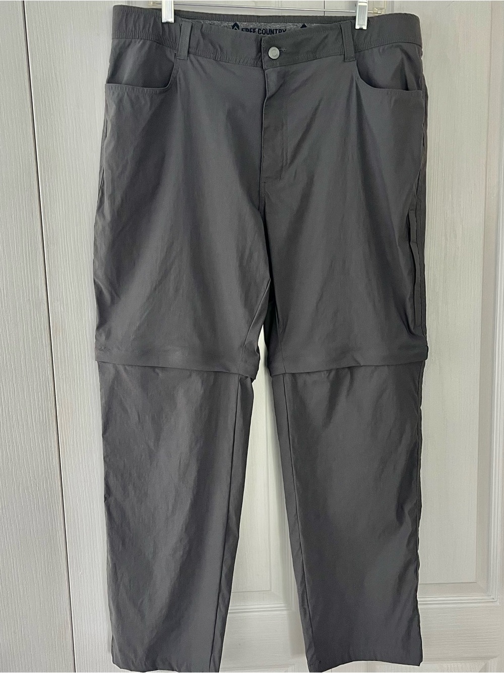 Free Country Pants Men 38 Gray Nylon 2 in 1 Convertible Hiking Stretch